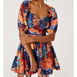 Anthropologie 2X Tiger Print Sweetheart Puff Sleeve Mini Dress EUC